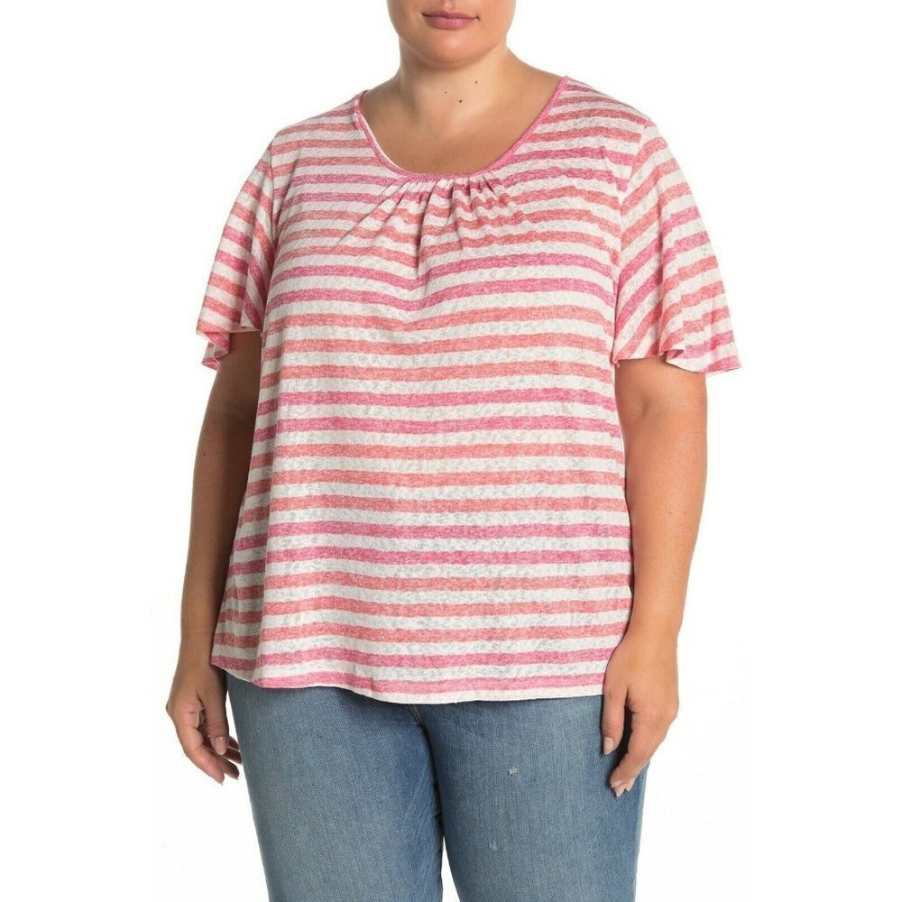 B Collection Emile Striped Scoop Neck Tee 2X NWOT